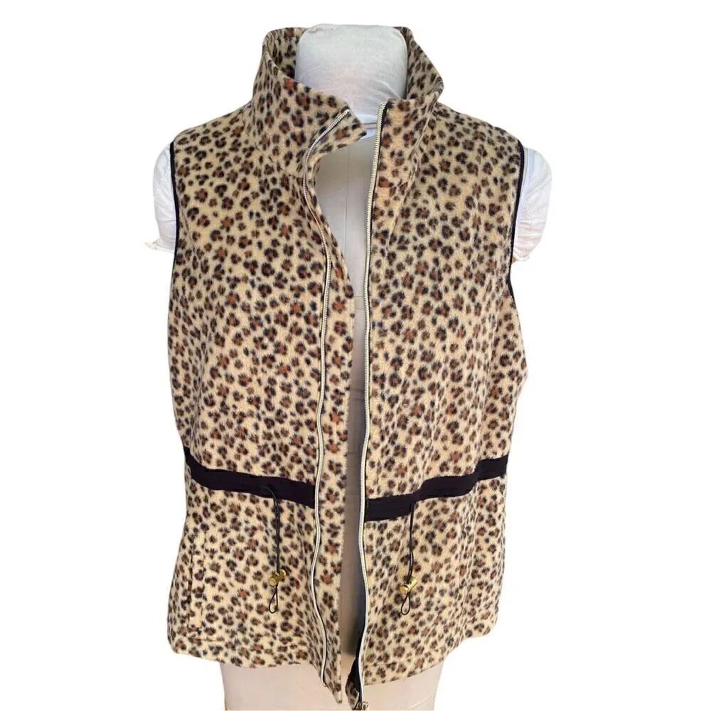 New Directions Cheetah Print Vest Sz. PXL Front Zip Stand Up Collar